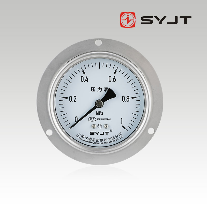 Y-103BF軸向帶邊不銹鋼壓力表